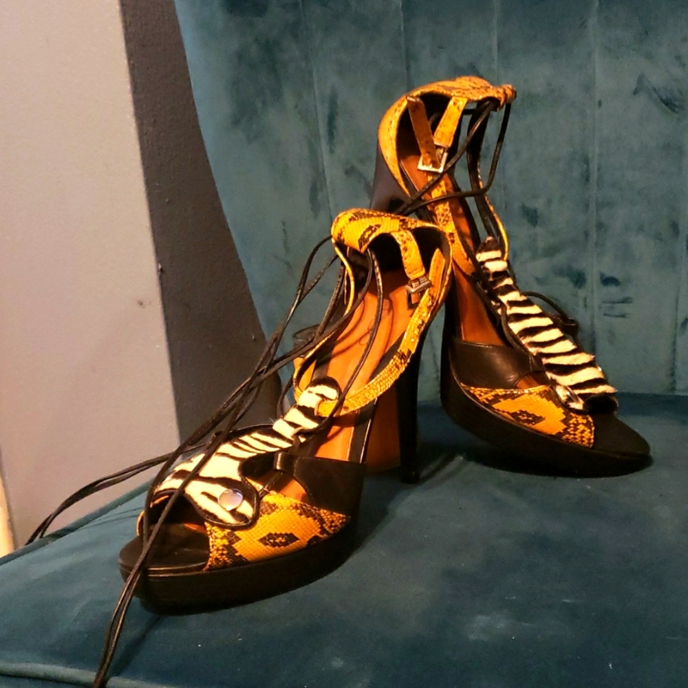 Aldo Zebra hair and snake print heels